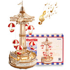 Robotime Rokr Parachute Tower DIY Music Box Building Block Amusement Park Series For Kids Adults Easy Assembly 3D Wooden Puzzle