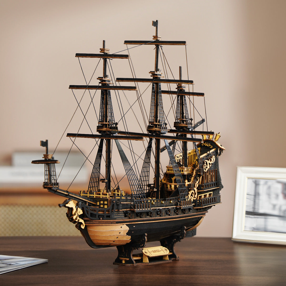 ROKR 3D Wooden Ship Model Kit - Seahorse Bark MCB02 DIY Nautical Puzzle With Moving Parts, Adult Building Project & Unique Maritime Gift For Men