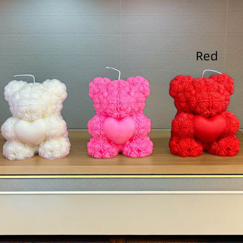 Rose Bear Candle - Valentine's Day Love Gift