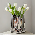 Light Luxury Electroplated Ceramic Vase - Household