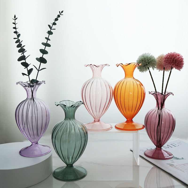 European Retro Glass Vase - Simple Big Belly Series