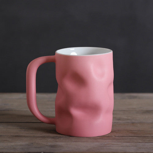Creative Pinch Mug Klein Blue Solid Color Large-capacity Ceramic