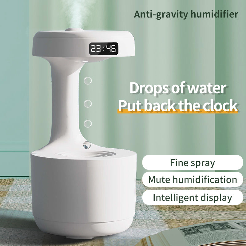 Anti-Gravity Water Drop Humidifier - Backflow with Clock
