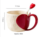 Heart-Shaped Ceramic Mug - Birthday Gift Office Coffee Cup