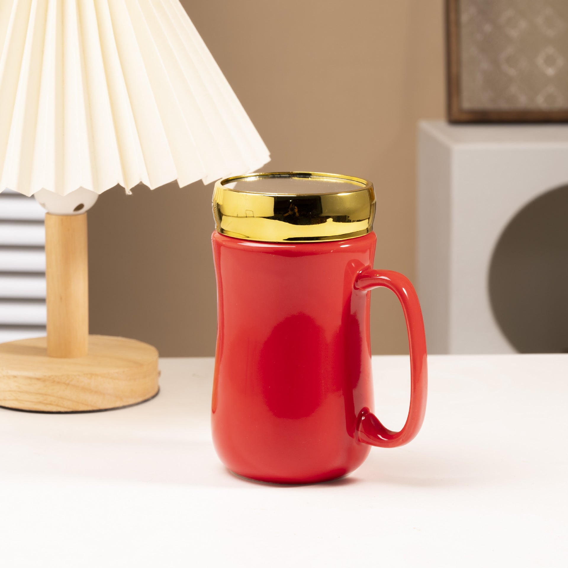 Simple Glaze Glossy Color Ceramic Mirror Mug Creative Home Couple Water Cup