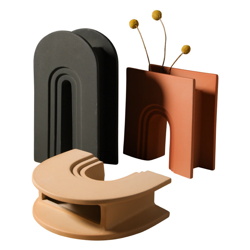 Nordic Geometric Art Vase - Modern Design