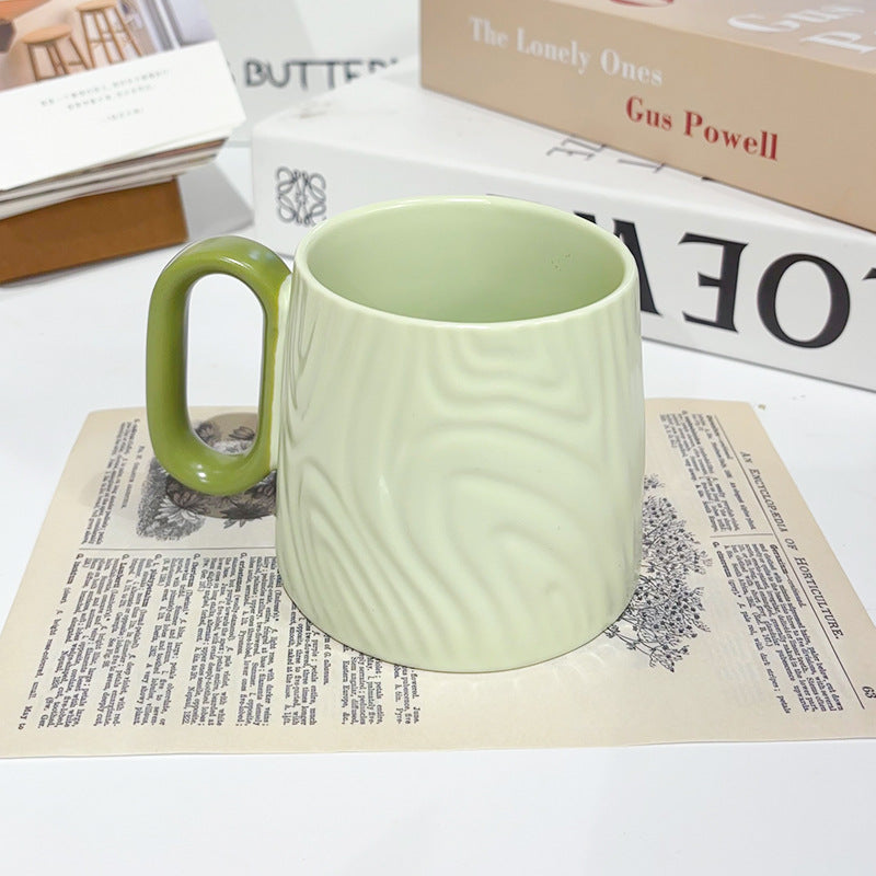 Macaron Ceramic Cup Creative Wood Grain Mug
