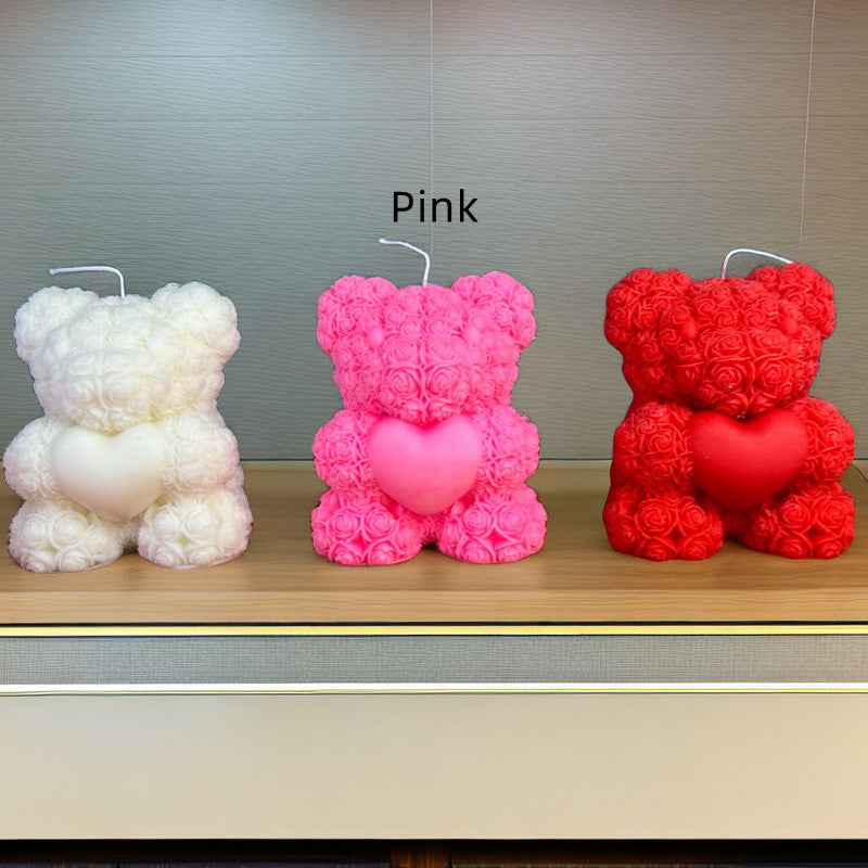 Rose Bear Candle - Valentine's Day Love Gift