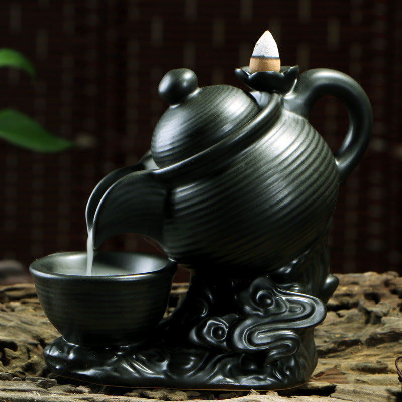 Ceramic Teapot Backflow Incense Burner - Tea Ceremony