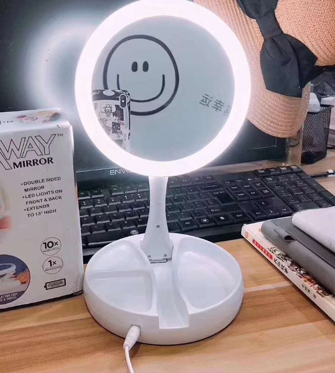 LED Vanity Mirror - Double-Sided Storage