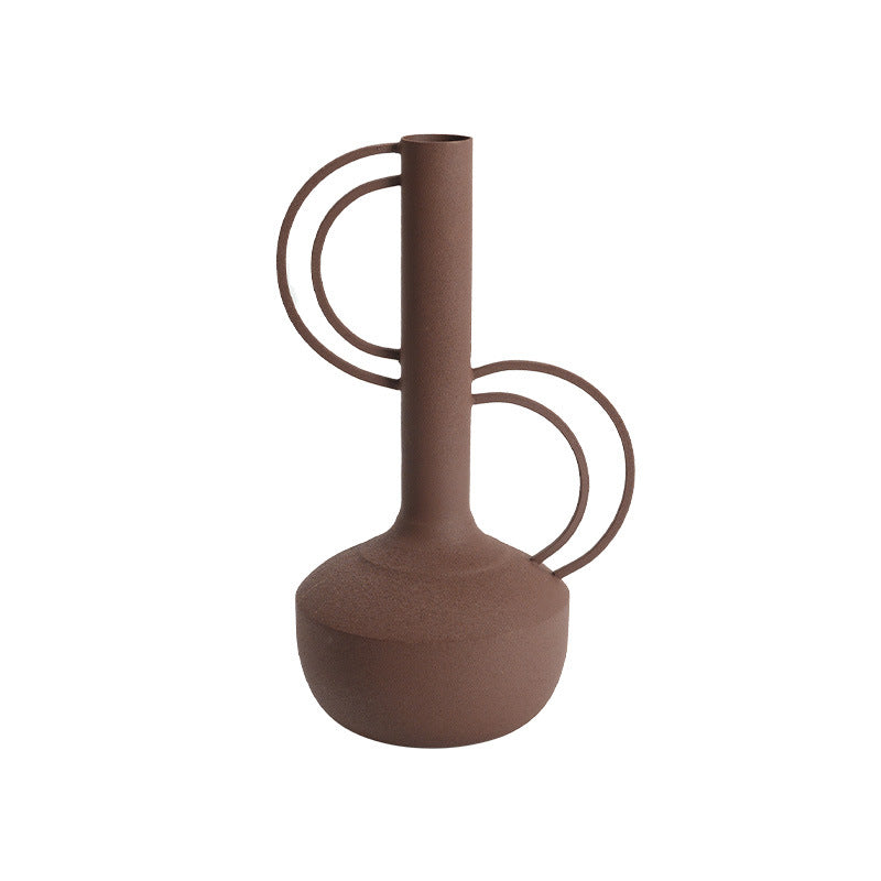 Minimalist Iron Amphora Vase - Modern Frosted Feel