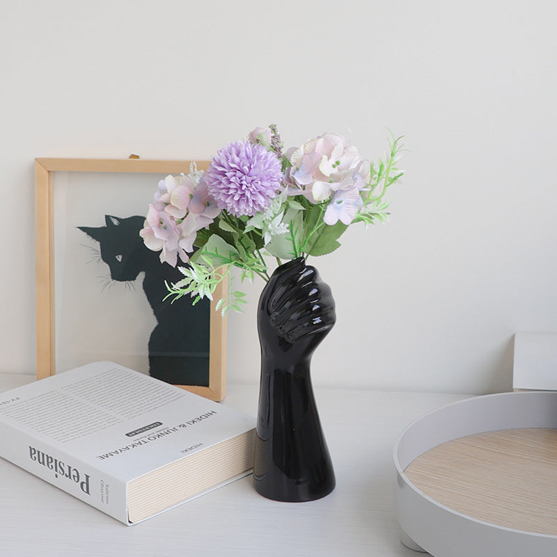 Nordic Body Art Black Ceramic Vase - Sculptural Ornament