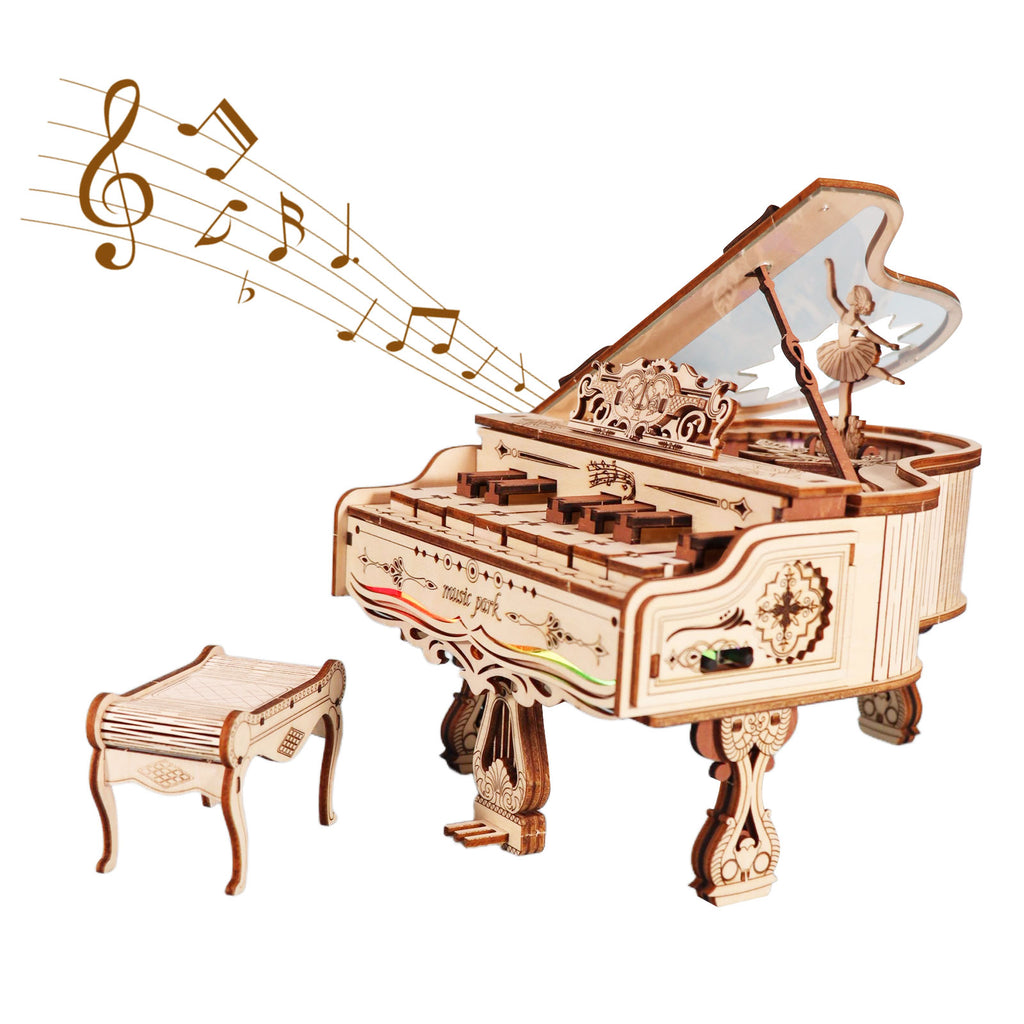 Sales Are Prohibited On The TEMU And SHEIN-MUSIC PARK 3d Wooden Puzzle Piano Music Box Can Be Played Handmade Assembly Model Kit DIY Crafts Holidays Birthdays Christmas Gifts