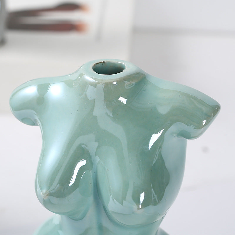 Ceramic Body Art Sculpture Vase - Decorative