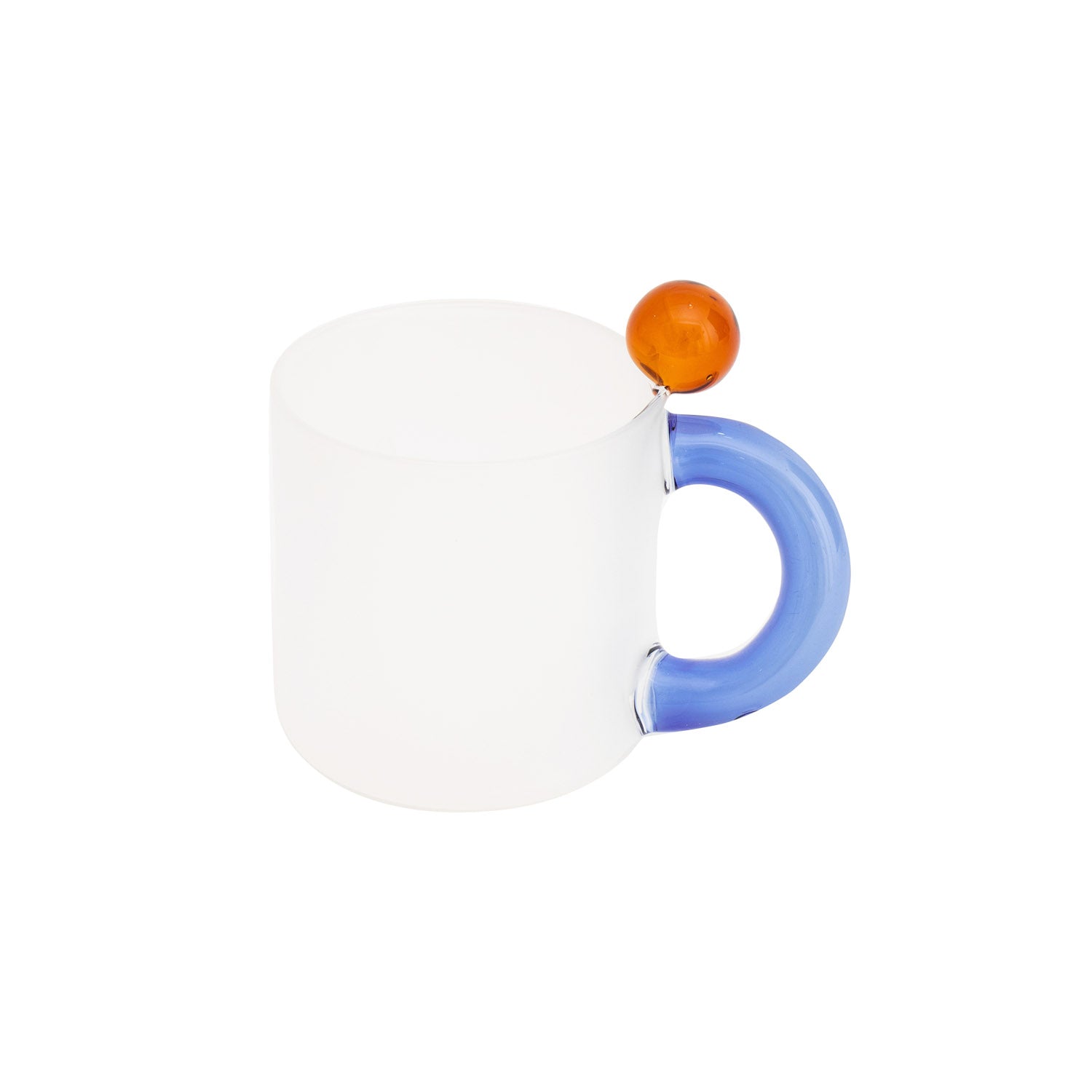 Jelly Bean Glass Mug - Handmade Colored Oblique Handle