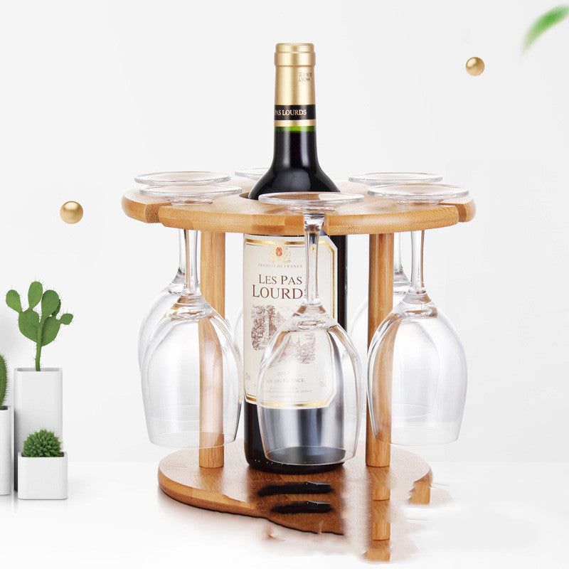 Bamboo And Wood Ornaments Red Wine Glass Holder Upside Down Household