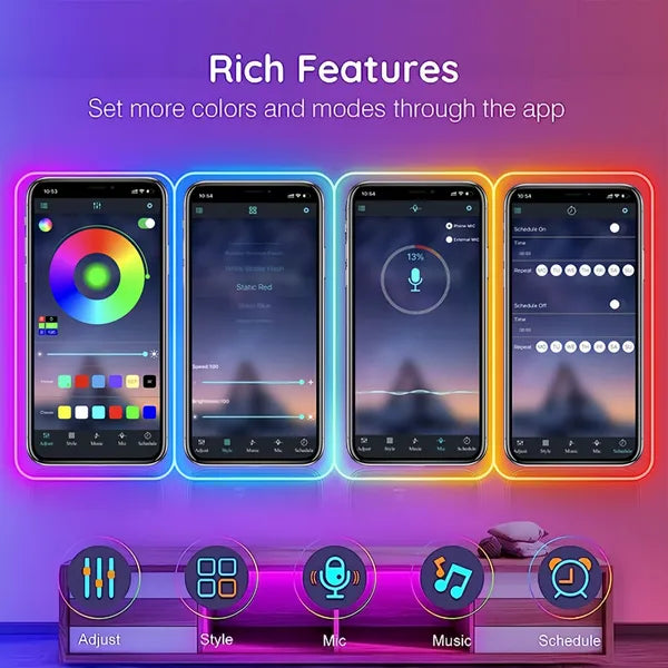 RGB Neon LED Strip Lights 16.4Ft - App Remote Music Sync