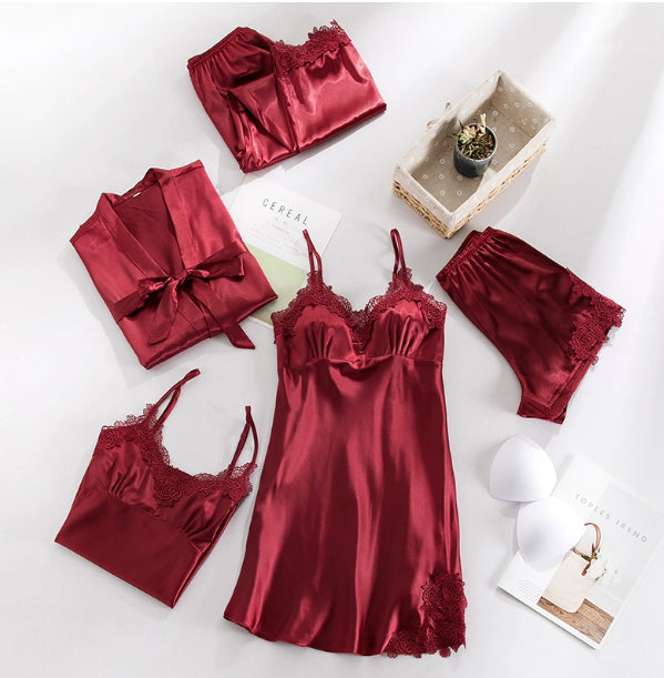 Silk Five-Piece Robe Set