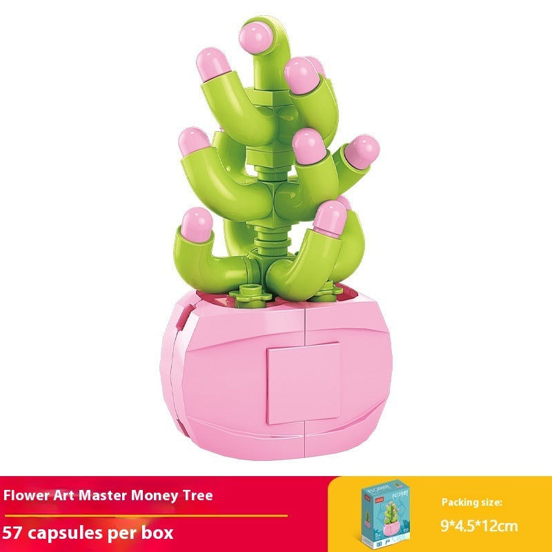 Puzzle Assembling Building Blocks Flower Pot Model Toys