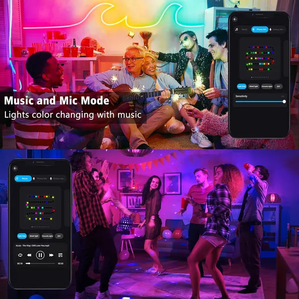 RGB Neon LED Strip Lights 16.4Ft - App Remote Music Sync