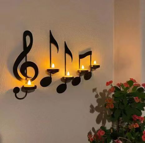 Musical Note Iron Candle Holder - Creative Decor