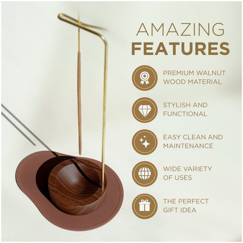Wooden Inverted Hanging Incense Burner - Upside Down Zen