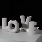 Nordic LOVE Letter Ceramic Vase - Creative Stripe Art