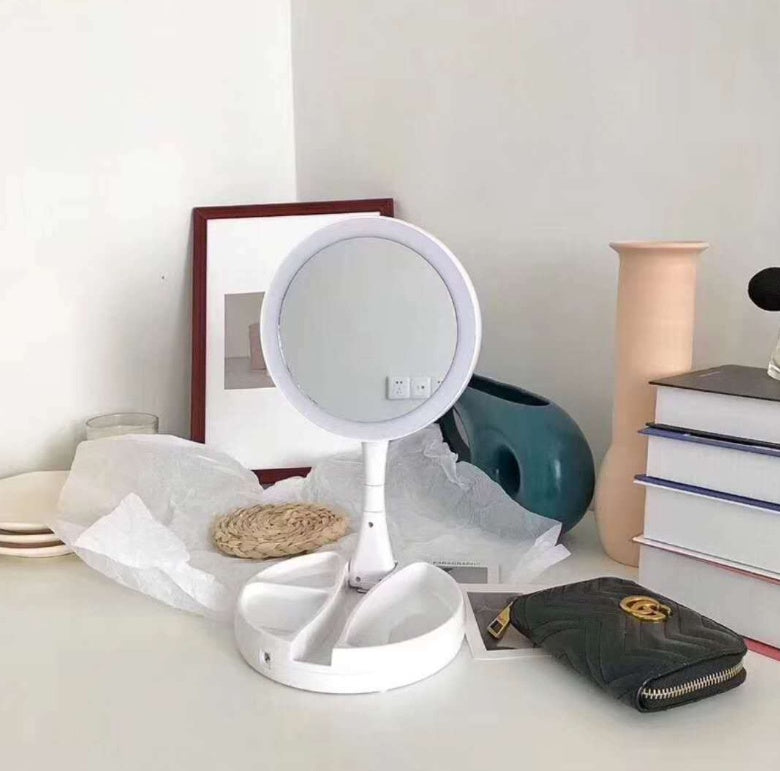 LED Vanity Mirror - Double-Sided Storage