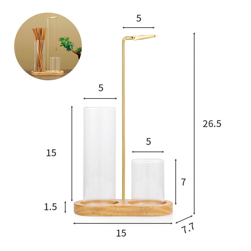 Solid Wood Figure-8 Incense Burner - Glass & Rubber Wood