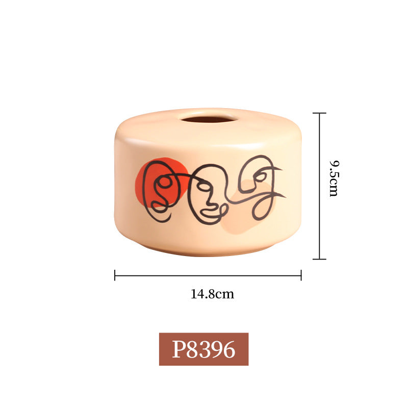 Nordic Painted Ceramic Vase - Artistic Design
