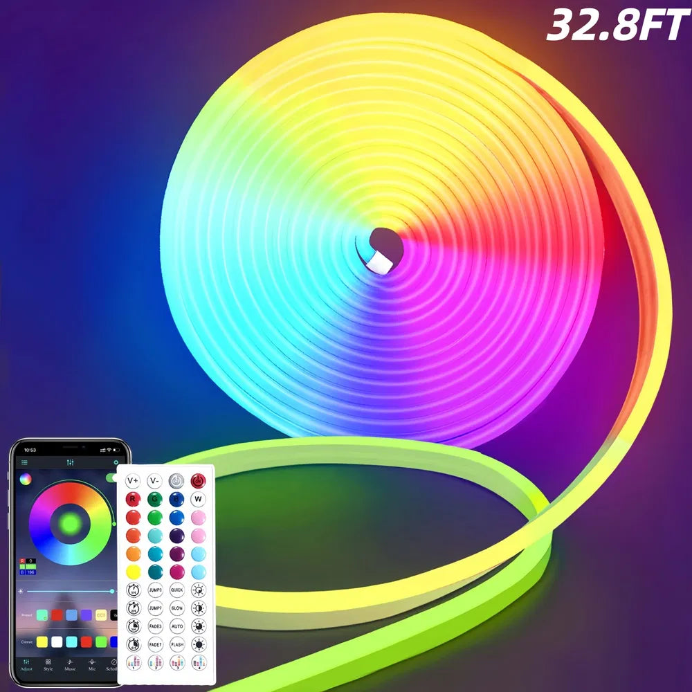 RGB Neon LED Strip Lights 16.4Ft - App Remote Music Sync