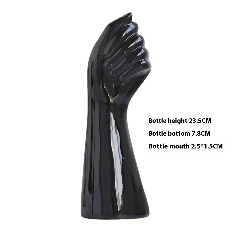 Nordic Body Art Black Ceramic Vase - Sculptural Ornament