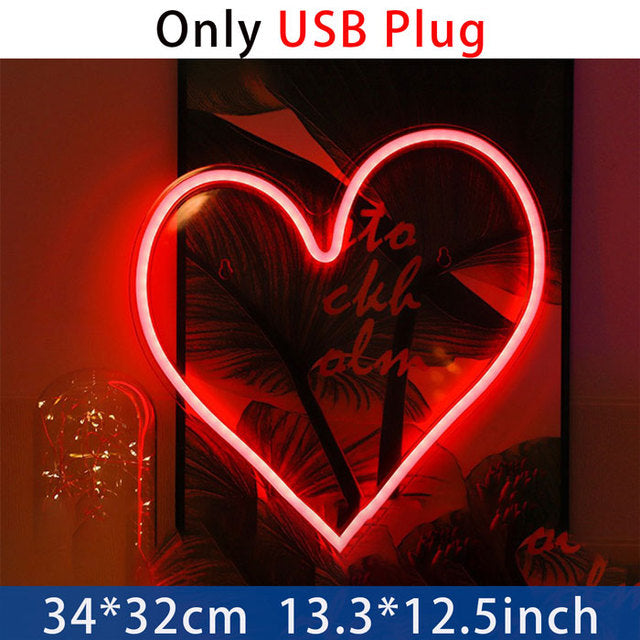 Love Heart Neon Light - Acrylic Atmosphere Decoration