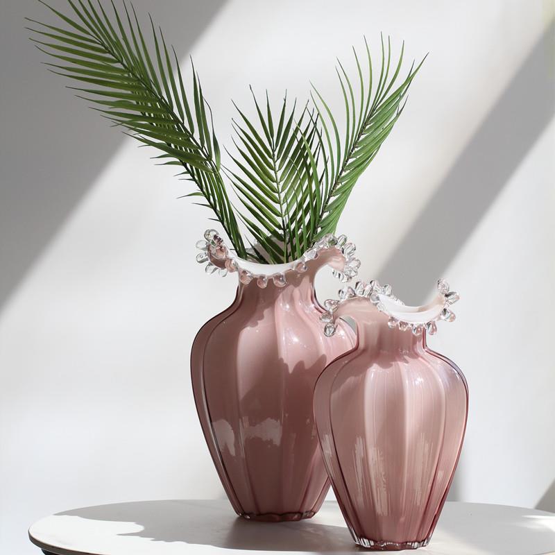 Water Drop Glass Vase - Simple Wave Mouth Countertop