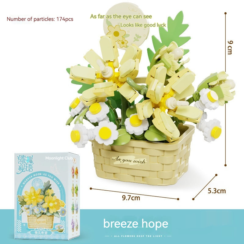 Flower Secret Words MINI Flower Basket Assembling Building Blocks Educational Assembling Puzzle Toys