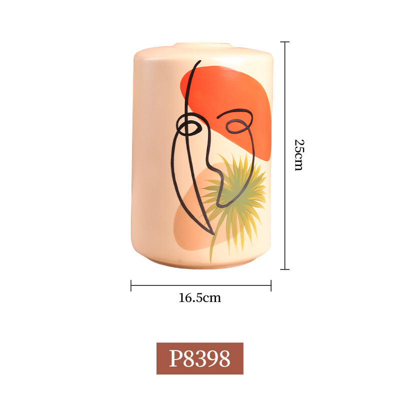 Nordic Painted Ceramic Vase - Artistic Design
