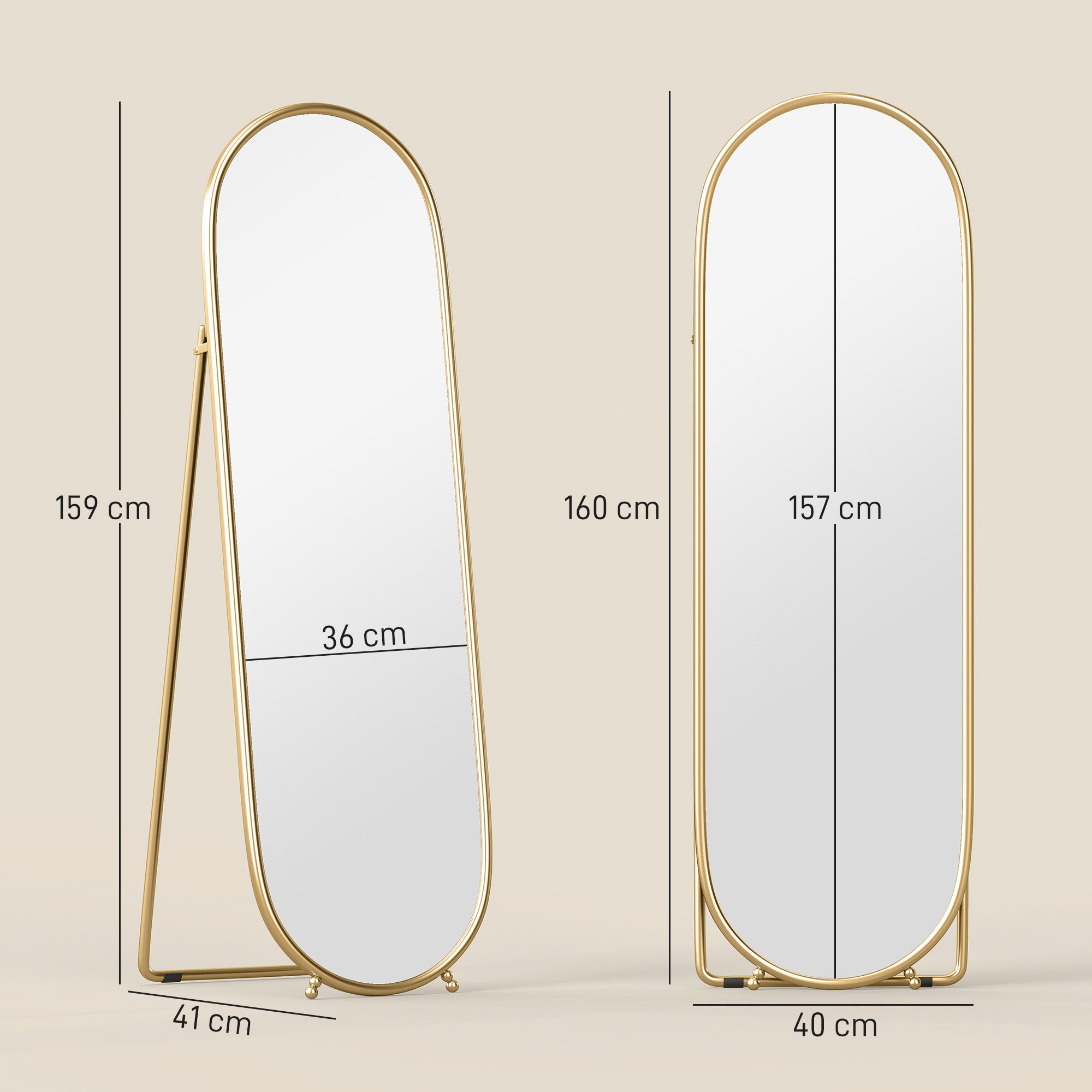 Gold Curved Full Length Mirror