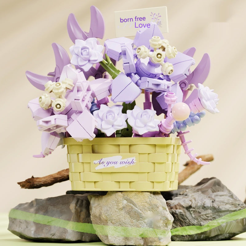 Flower Secret Words MINI Flower Basket Assembling Building Blocks Educational Assembling Puzzle Toys