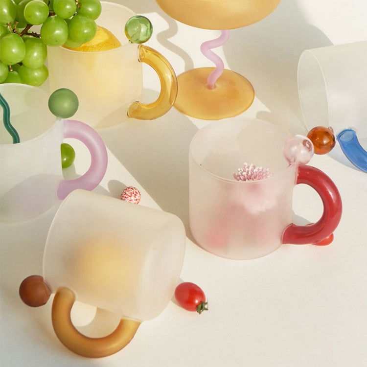 Jelly Bean Glass Mug - Handmade Colored Oblique Handle