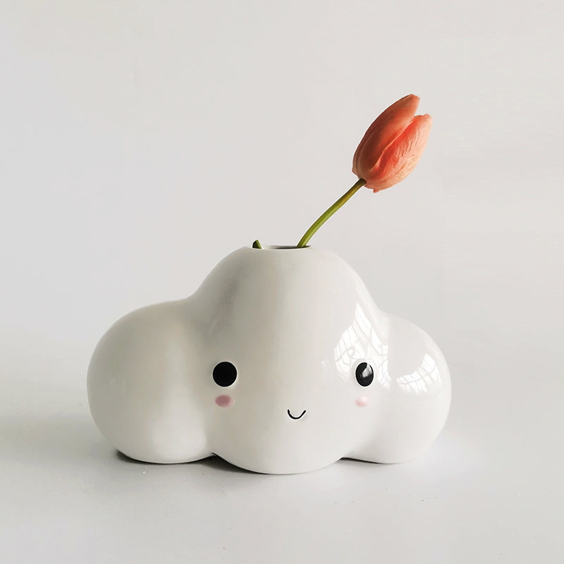 Creative Cartoon Cloud Ceramic Vase - Whimsical