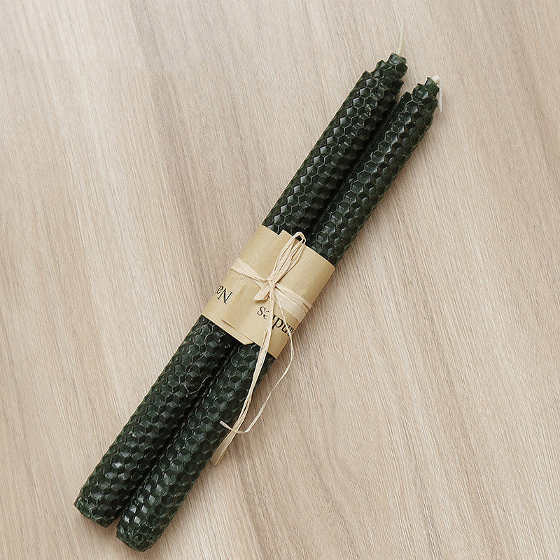 Elegant Beeswax Taper Candles - Living Room Decor