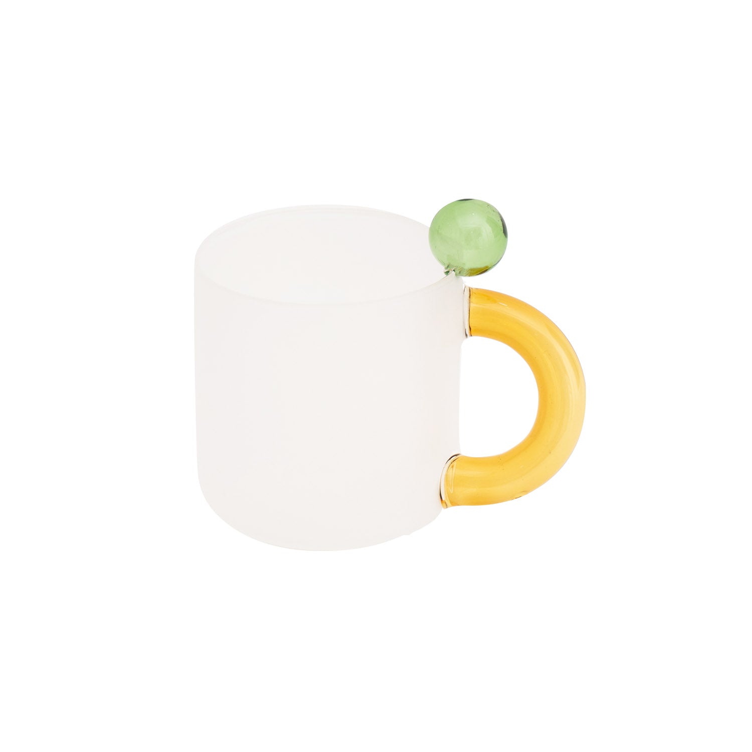 Jelly Bean Glass Mug - Handmade Colored Oblique Handle
