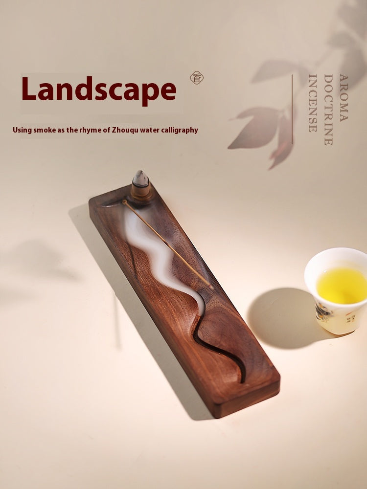 Black Walnut Backflow Incense Burner - Tea Ceremony Zen