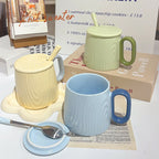 Macaron Ceramic Cup Creative Wood Grain Mug