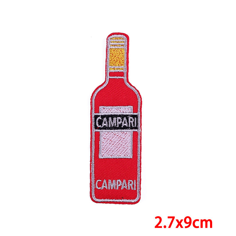 Cartoon Wine Bottle Wine Glass Embroidered Cloth Stickers DIY