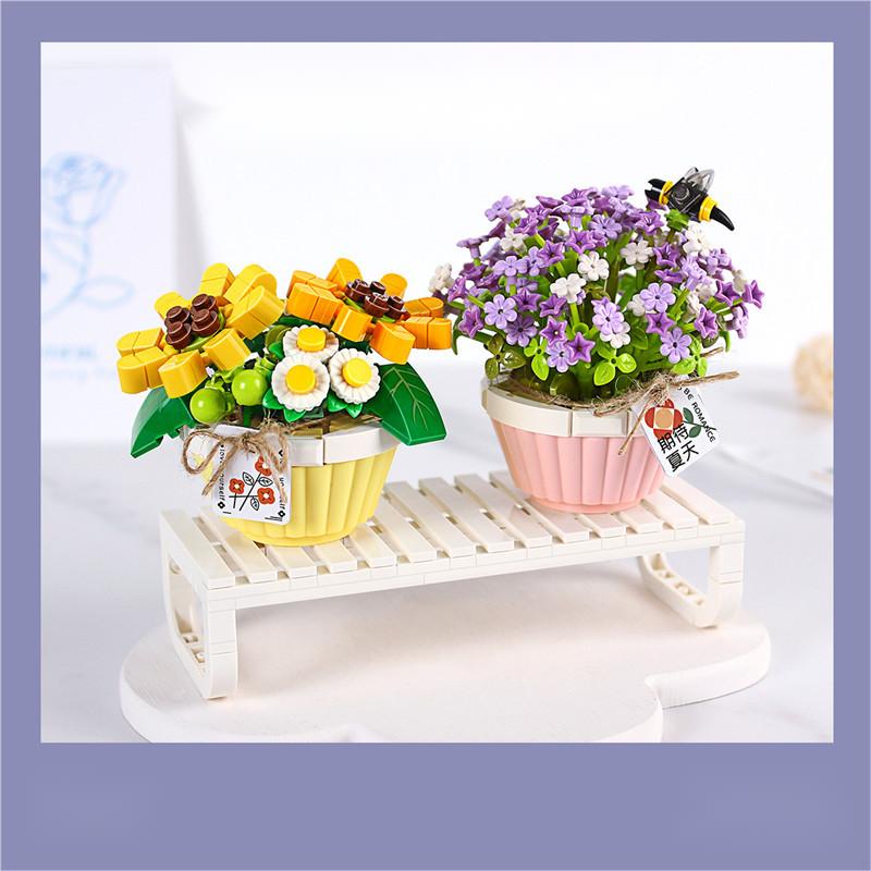 Bouquet Building Blocks Micro Flower Pot Children's Puzzle Assembly