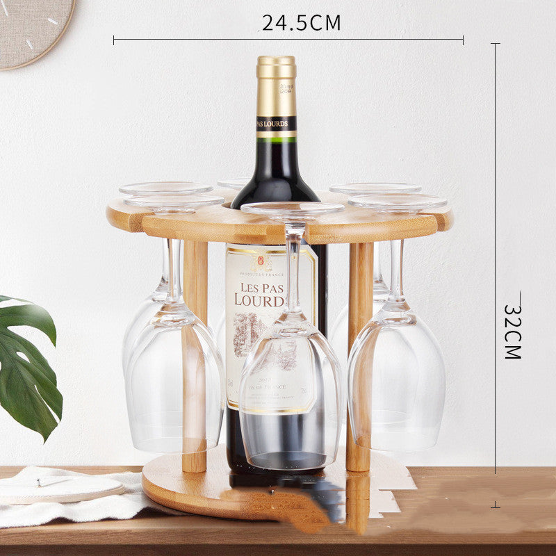 Bamboo And Wood Ornaments Red Wine Glass Holder Upside Down Household
