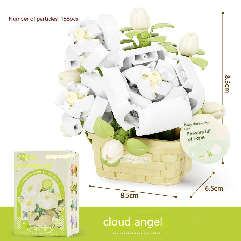 Flower Secret Words MINI Flower Basket Assembling Building Blocks Educational Assembling Puzzle Toys