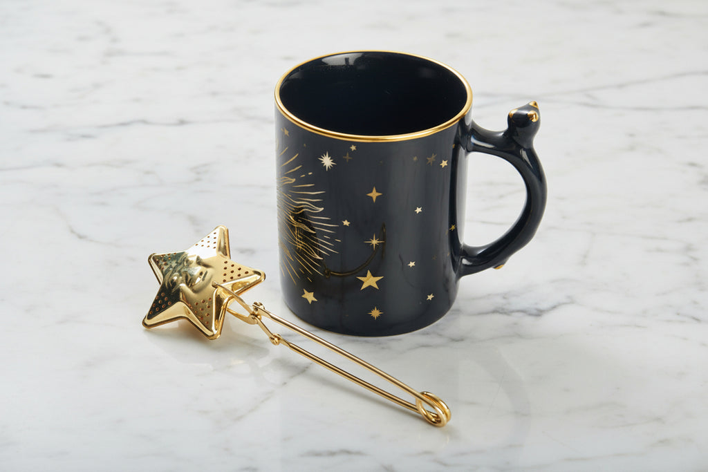 Star Ceramic Mug Set - With Spoon & Tea Infuser