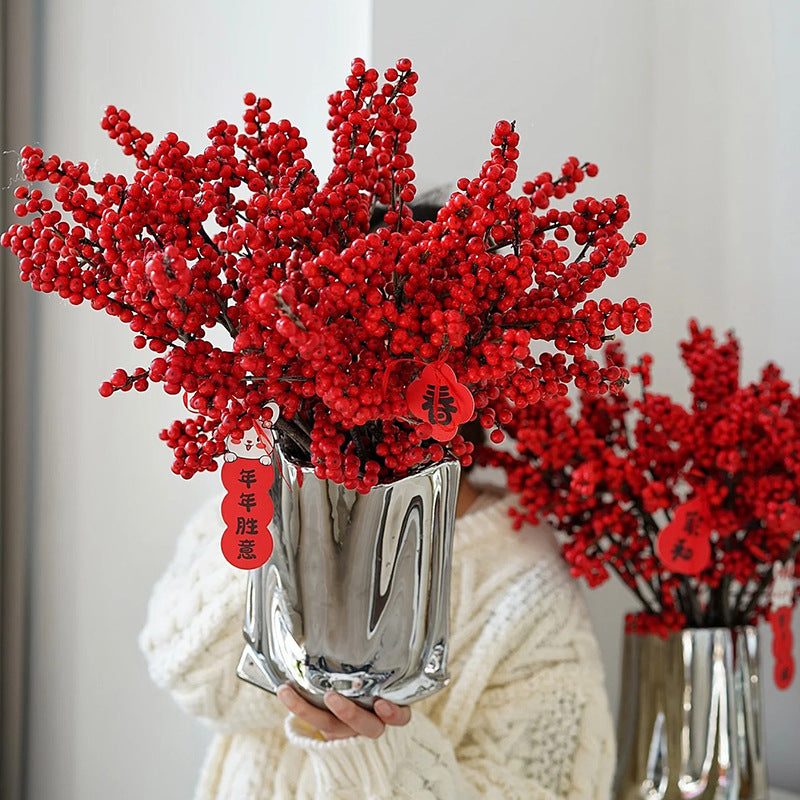 Light Luxury Electroplated Ceramic Vase - Household
